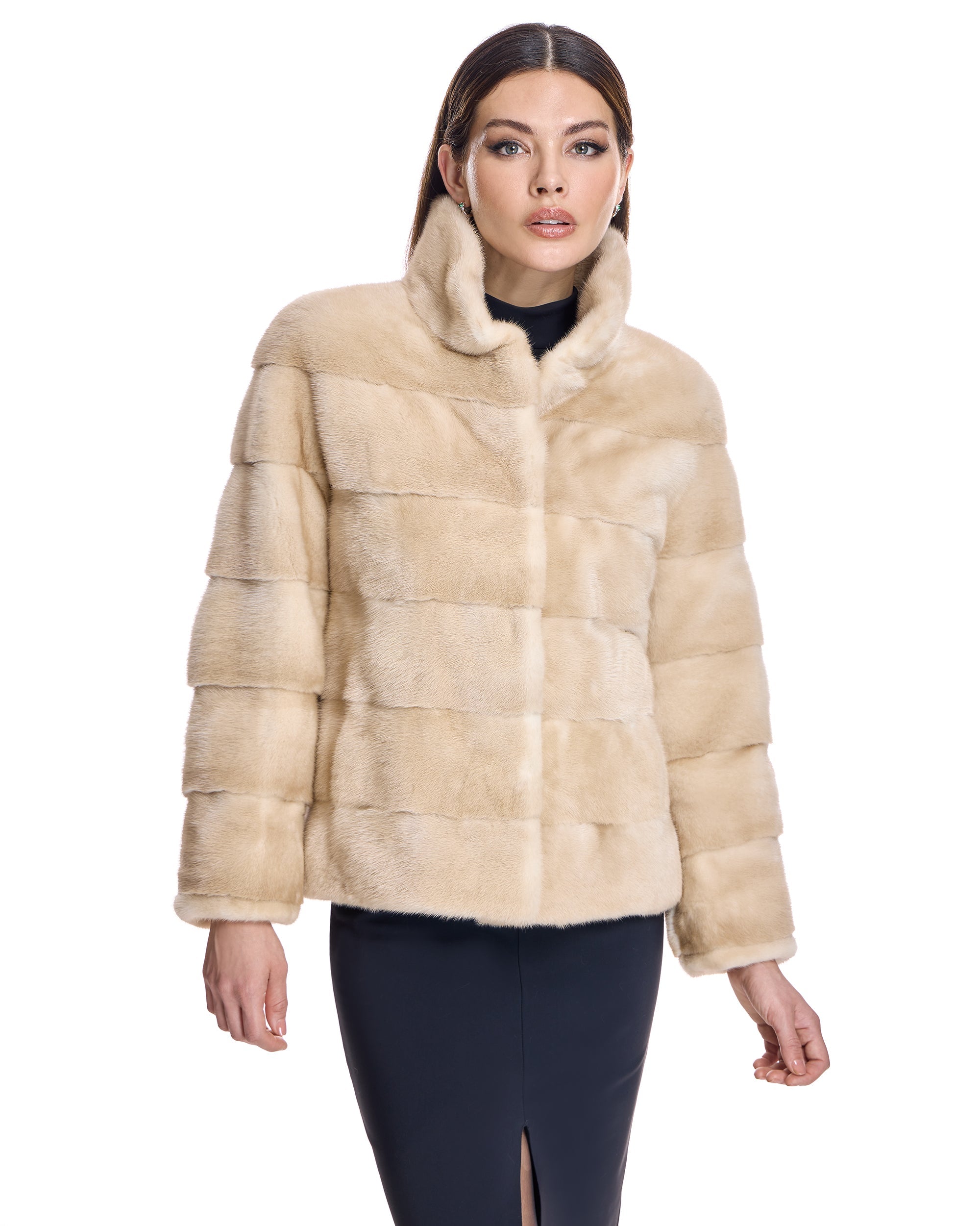 Chaqueta de visón horizontal