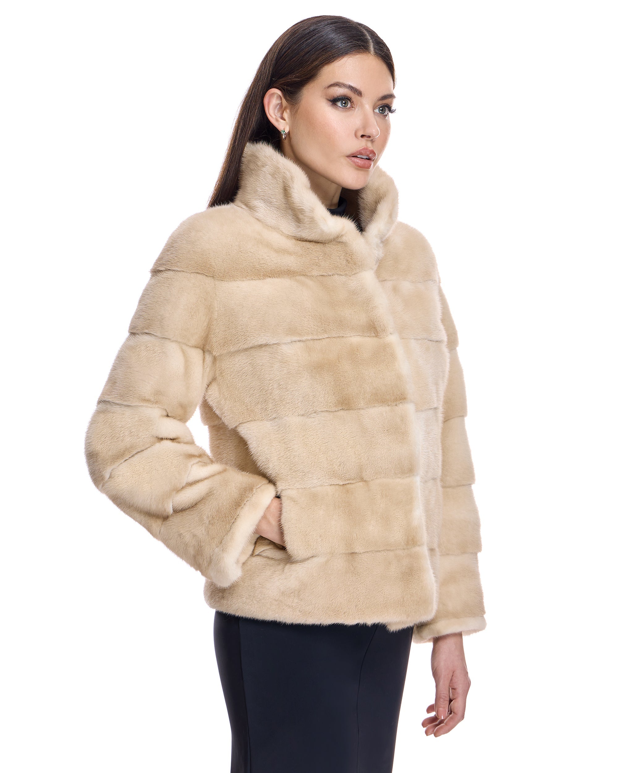 Chaqueta de visón horizontal