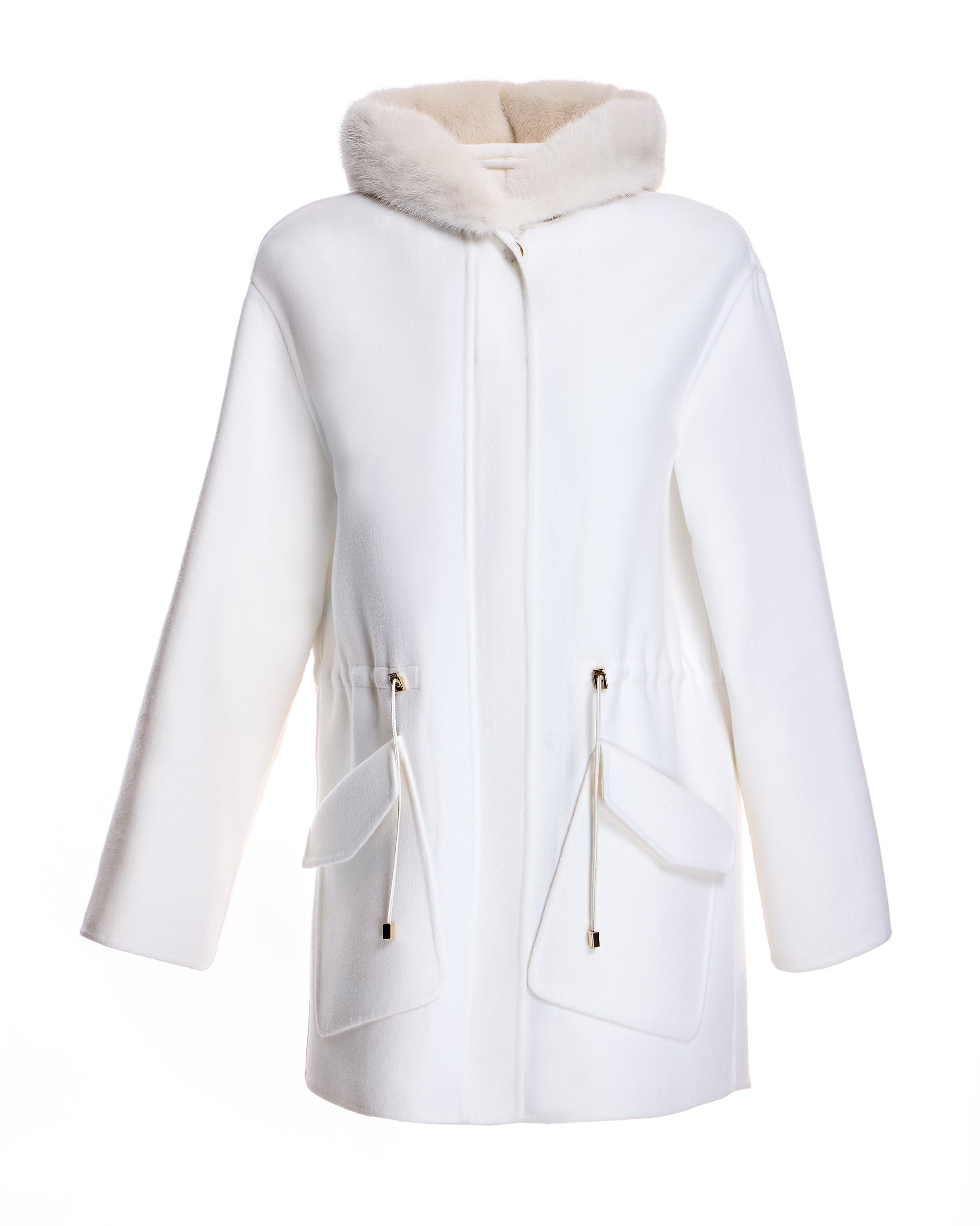 Wool blend Parka with Mink Trim
