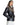 Chaqueta de cuero cruzada con cuello solapa de cordero toscana en color Brown/Montana - vista tres cuartos