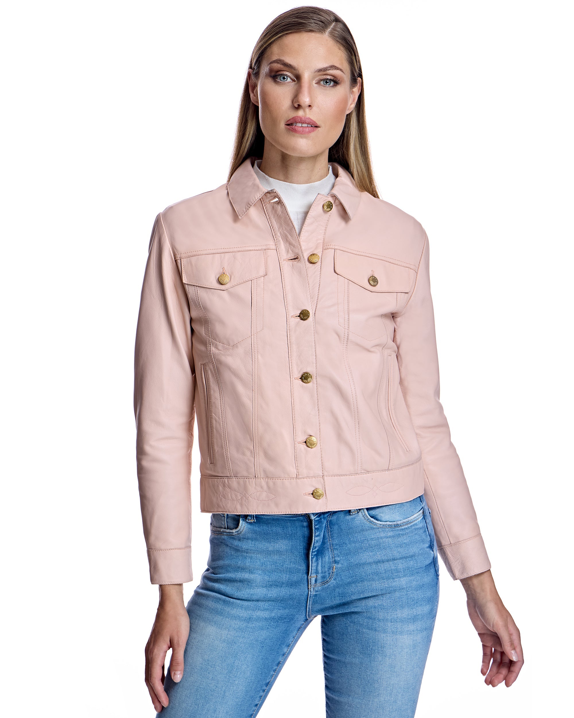 Leather Jacket With Denim-Inspired Design