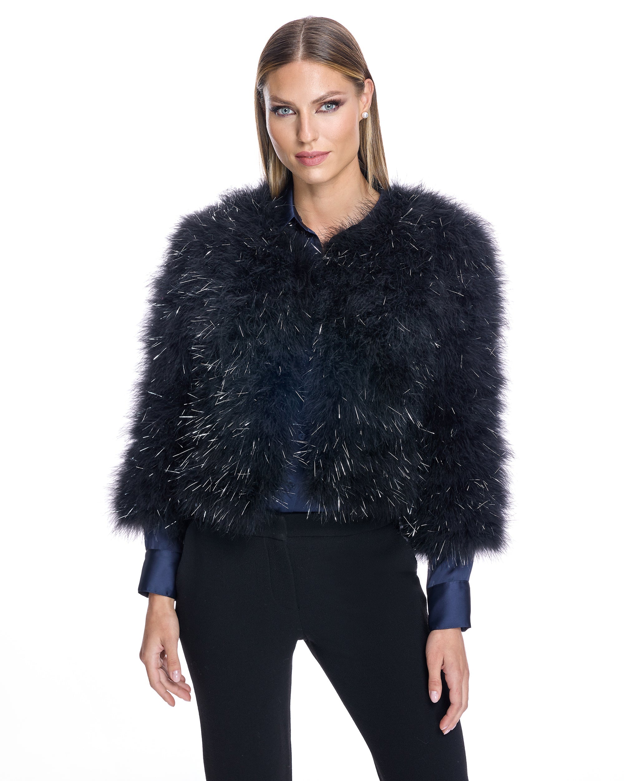 Metallic Feather Bolero