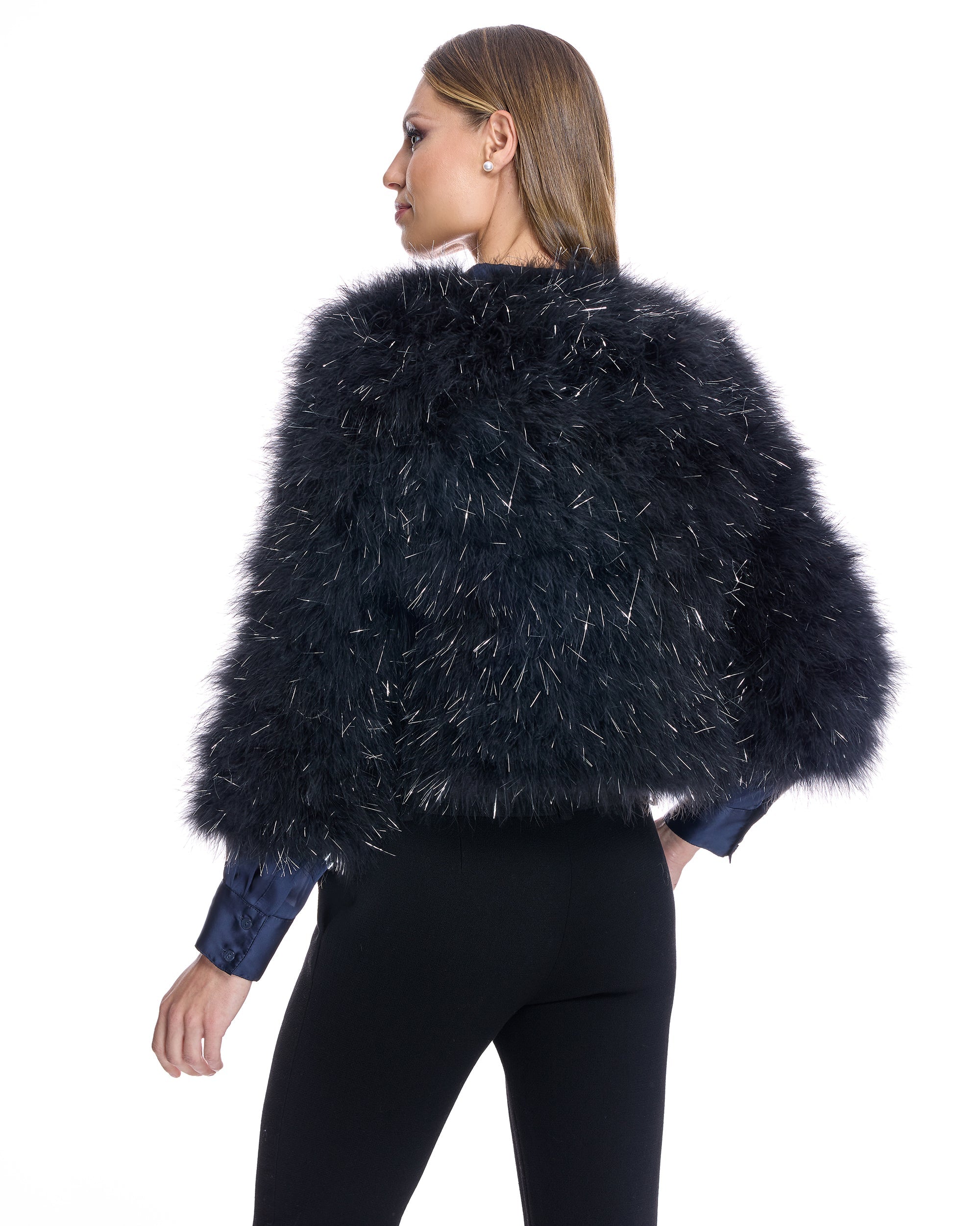Metallic Feather Bolero