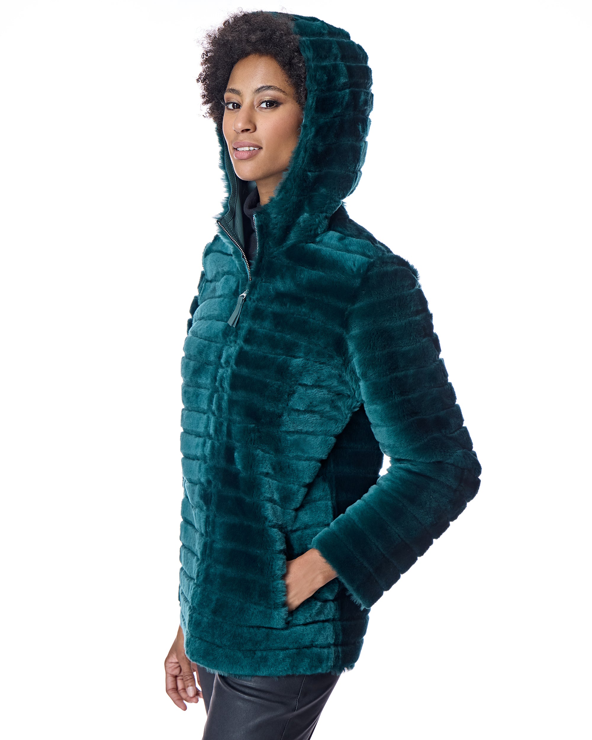 Reversible Shearling Lamb Jacket with Hood